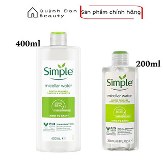 Nước tẩy trang Simple Micellar làm sạch 99% trang điểm, cho da thoáng mịn tức thì 200ml.