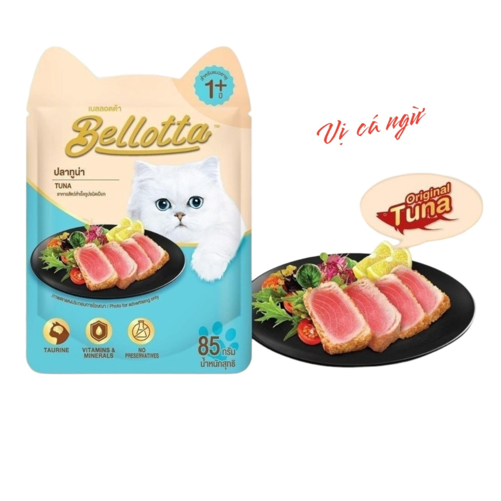 Pate Bellota cho mèo trưởng thành gói 85g 7 vị hấp dẫn nội địa Thái