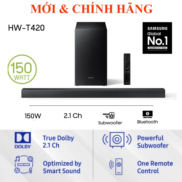 Loa thanh Bluetooth 2.1ch Công suất 150W Siêu trầm Samsung HW-T420 Hàng mới Full Box 100%