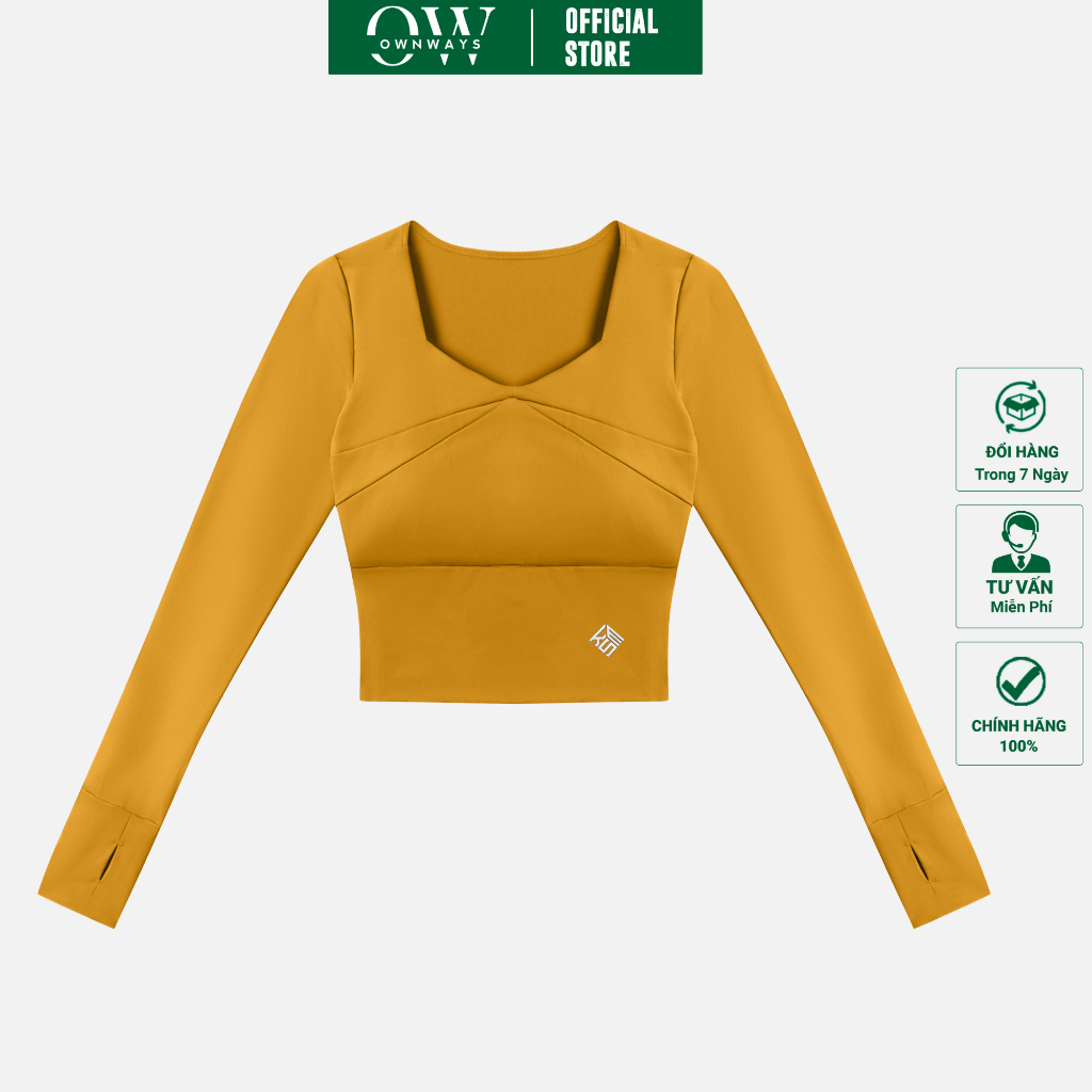 Áo Bra Thể Thao Croptop Nữ Own Ways Tập Gym Yoga Tay Dài Có Mút Ngực Có Xỏ Ngón Vải Mềm Ngoại Nhập OWAN502