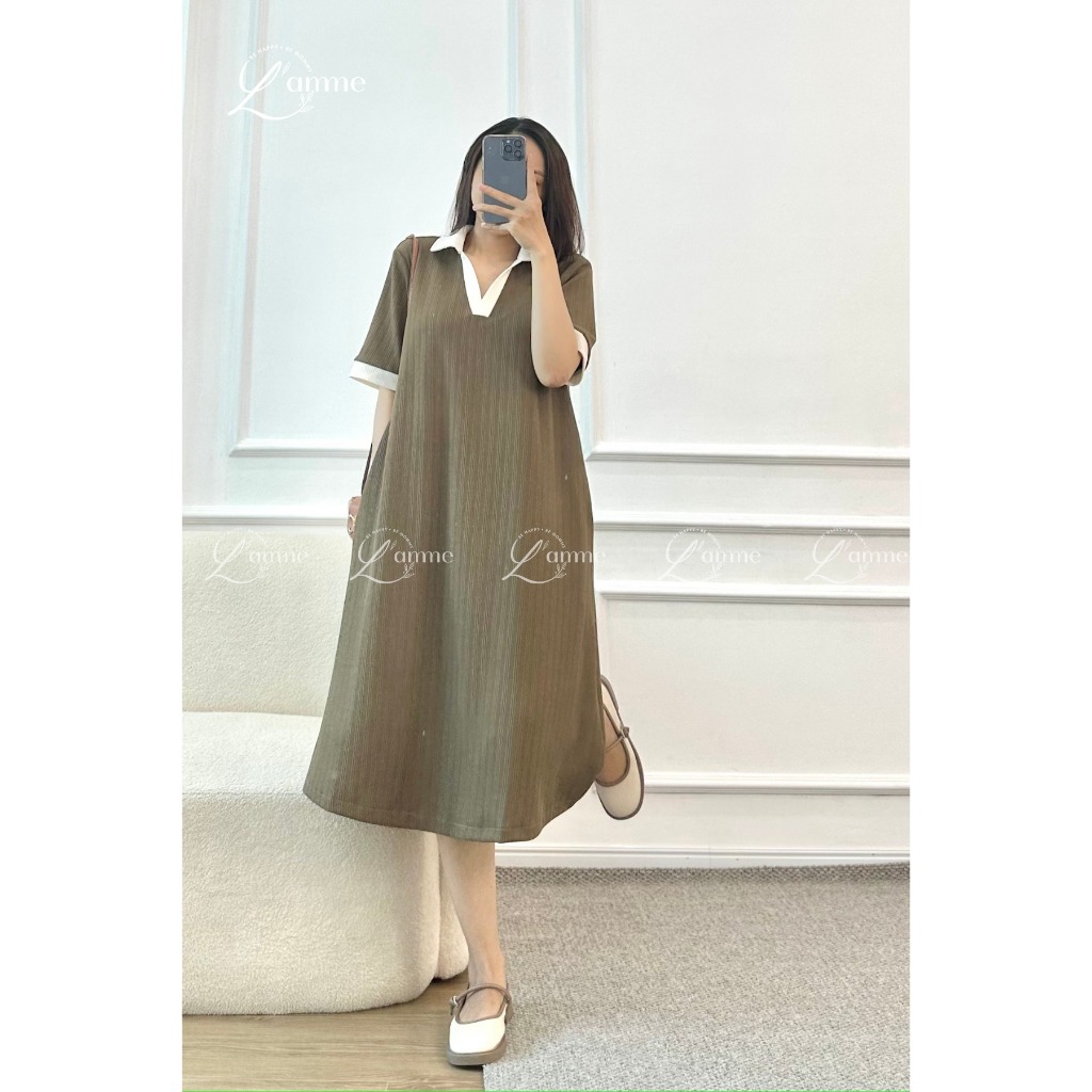 Váy bầu basic, đầm bầu suông đẹp cổ polo LALA DRESS phong cách Hàn Quốc nhẹ nhàng by L'amme