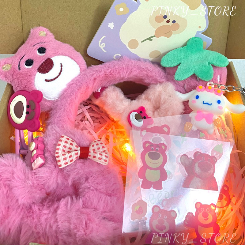 Set Hộp Quà Màu Hồng Gấu Dâu Pinky Tặng Sinh Nhật