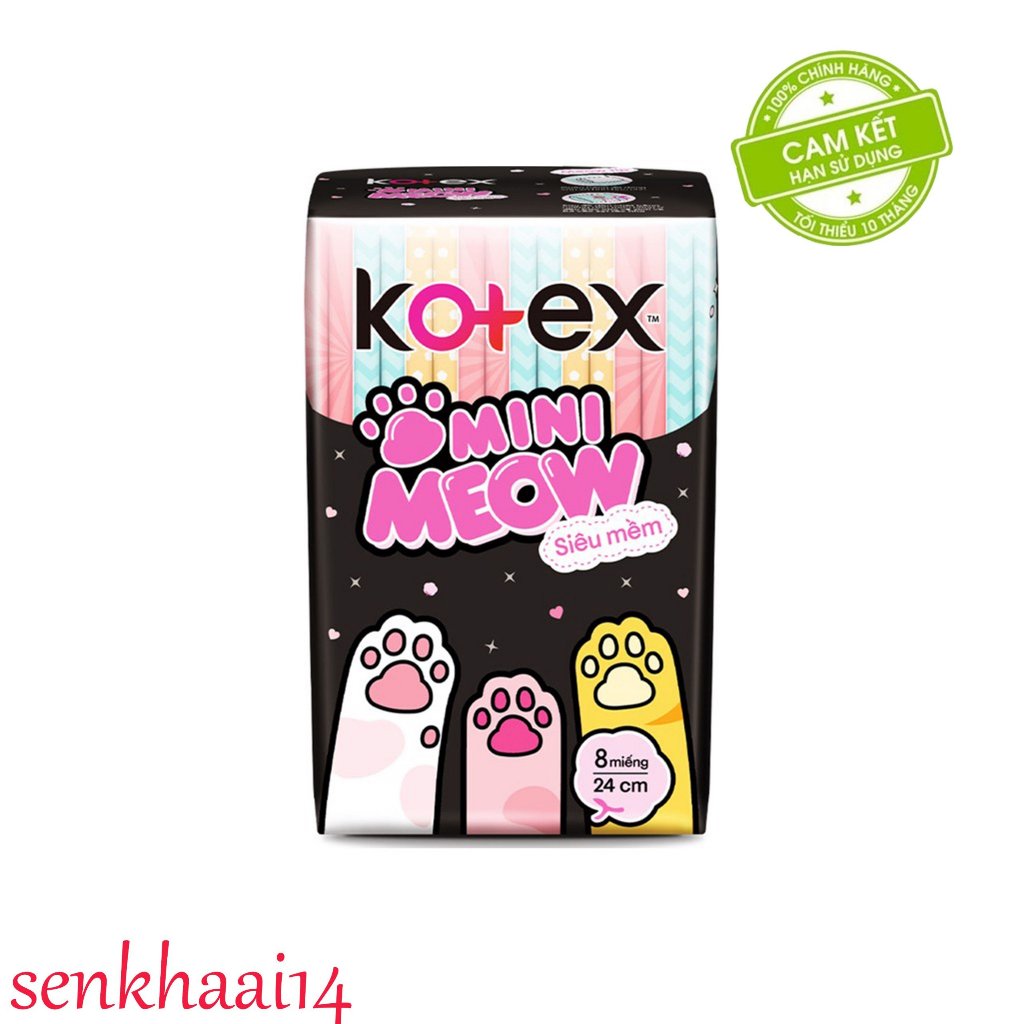 Kotex Minimeow siêu mỏng có cánh - 8 miếng_24cm