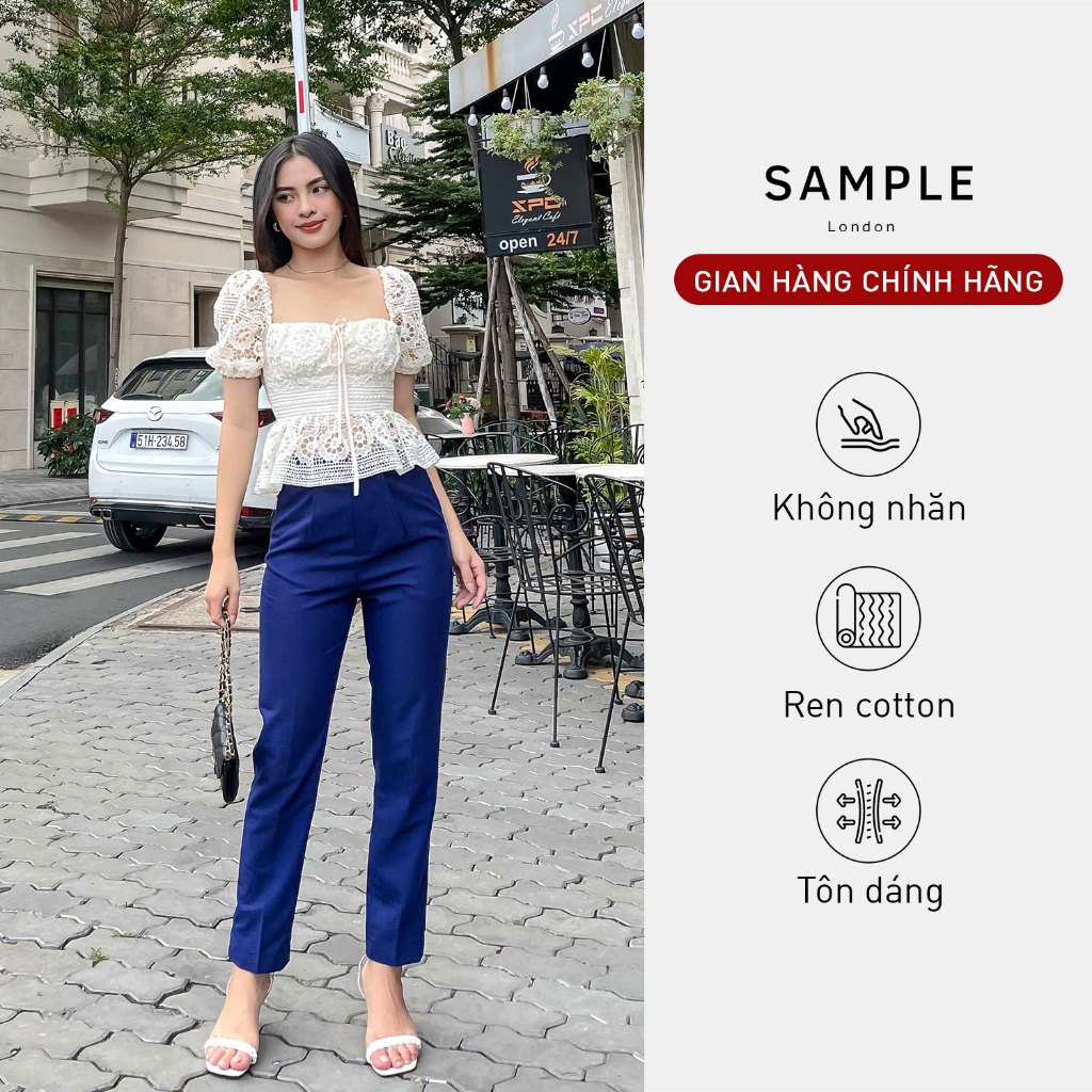 Áo xòe eo Isabella peplum ren cotton SAMPLE LONDON mát mẻ, thoải mái phù hợp đi tiệc, dự sự kiện, đi chơi