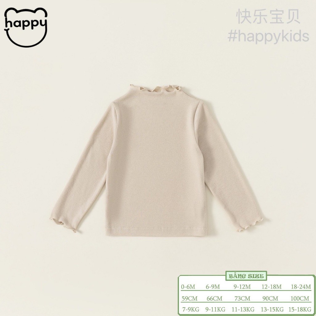 Áo cổ bèo cotton zip Hàn bé gái size 7-18kg