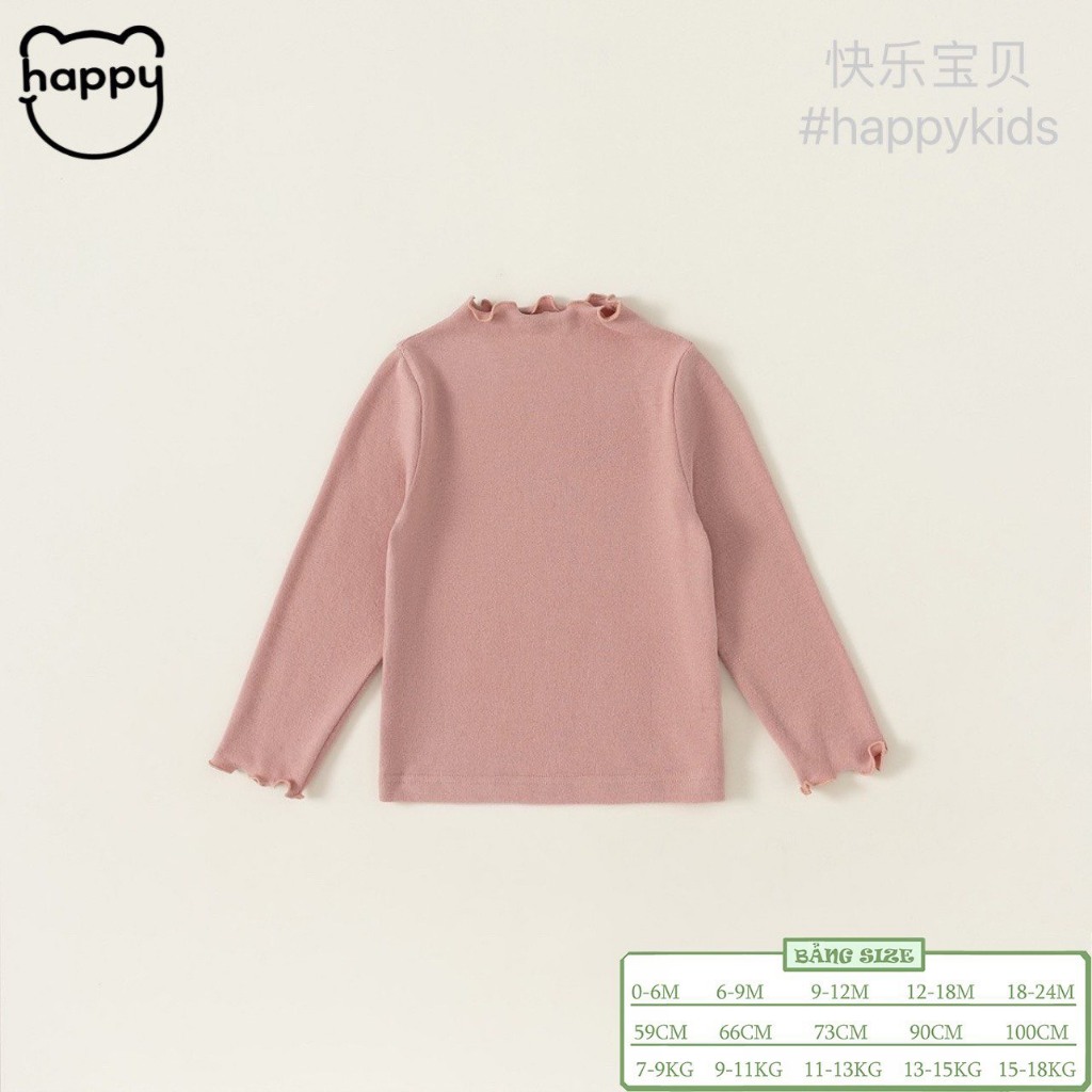 Áo cổ bèo cotton zip Hàn bé gái size 7-18kg