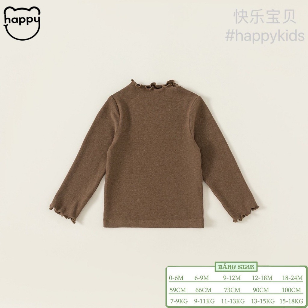 Áo cổ bèo cotton zip Hàn bé gái size 7-18kg
