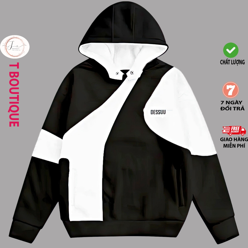 Áo Hoodie Nỉ Ngoại Form Rộng ULzzang Phối Thân Và Tay Thêu Chữ Nón Đóng Nút Tay Phồng Chất Dày Dặn Mềm Mịn Thoáng Mát