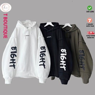 Áo Hoodie Nỉ Ngoại Form Rộng ULzzang Phối Viền Thân Và Tay In Chữ Nổi Nón Rộng Tay Phồng Chất Dày Dặn Mềm Mịn