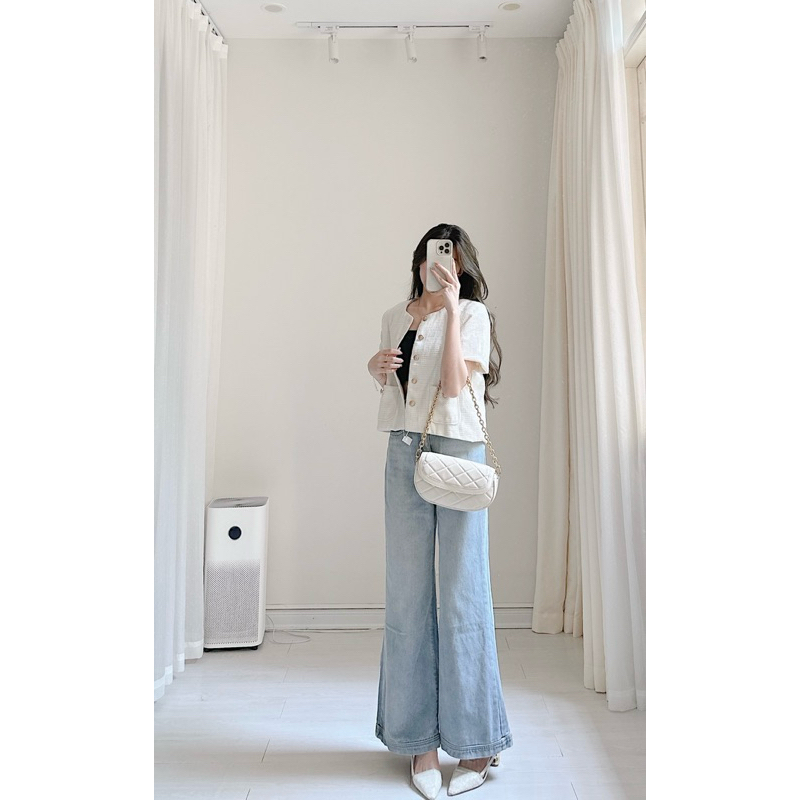 Áo dạ tweed cộc tay 2 lớp qc khuy vàng Samhyewear | BigBuy360 - bigbuy360.vn