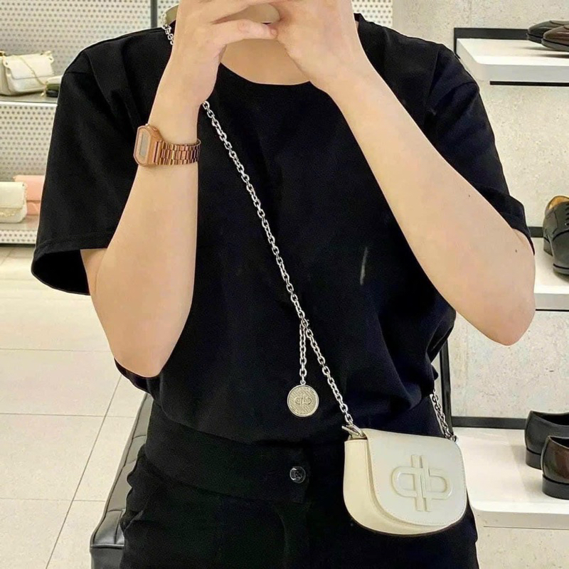 Túi mini đeo chéo Petro size 10cm dây xích phối đồng xu xinh xắn dễ thương