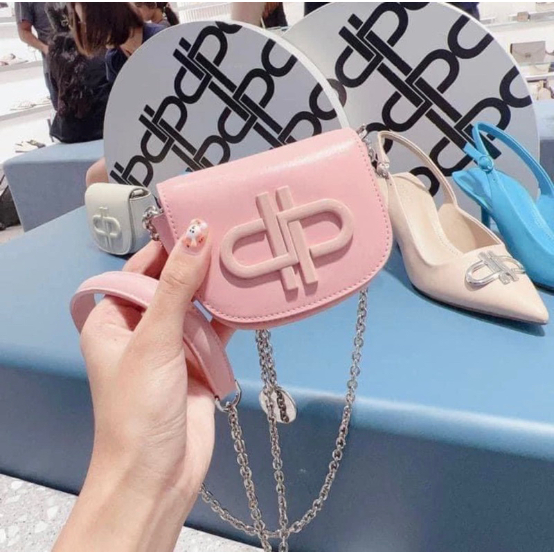 Túi mini đeo chéo Petro size 10cm dây xích phối đồng xu xinh xắn dễ thương