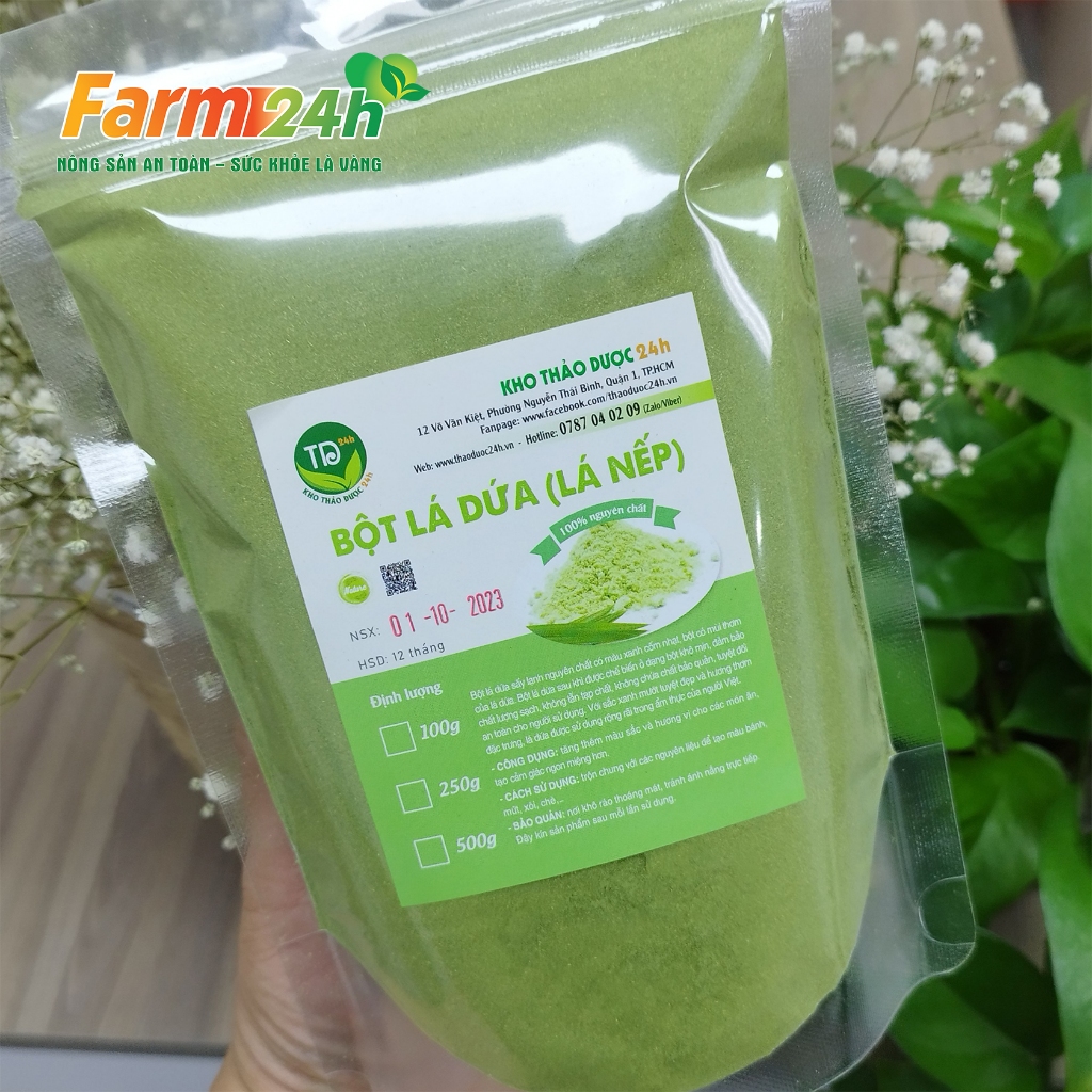 Bột lá dứa  tự nhiên, dùng tạo màu và mùi cho món ăn, thơm ngon, an toàn, bảo quản được lâu | Farm24h