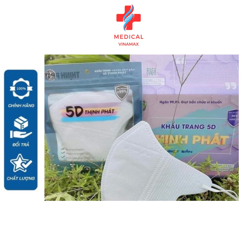 Combo khầu trang 5d THỊNH PHÁT , khẩu trang VINAMAX chính hãng thùng 100 chiếc