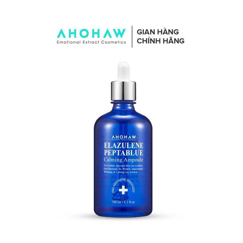 Combo Dưỡng Trắng Chống Lão Hoá Da AHOHAW Elazulene Peptablue Ampoule & Anti-Aging Cream - Dưỡng Ẩm, Tái Tạo Da
