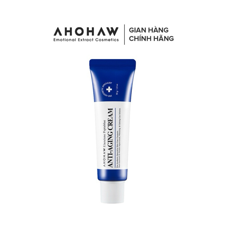 Combo Dưỡng Trắng Chống Lão Hoá Da AHOHAW Elazulene Peptablue Ampoule & Anti-Aging Cream - Dưỡng Ẩm, Tái Tạo Da