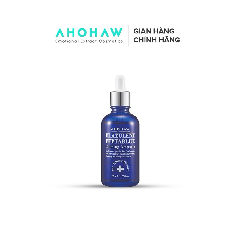 Combo Dưỡng Trắng Chống Lão Hoá Da AHOHAW Elazulene Peptablue Ampoule & Anti-Aging Cream - Dưỡng Ẩm, Tái Tạo Da