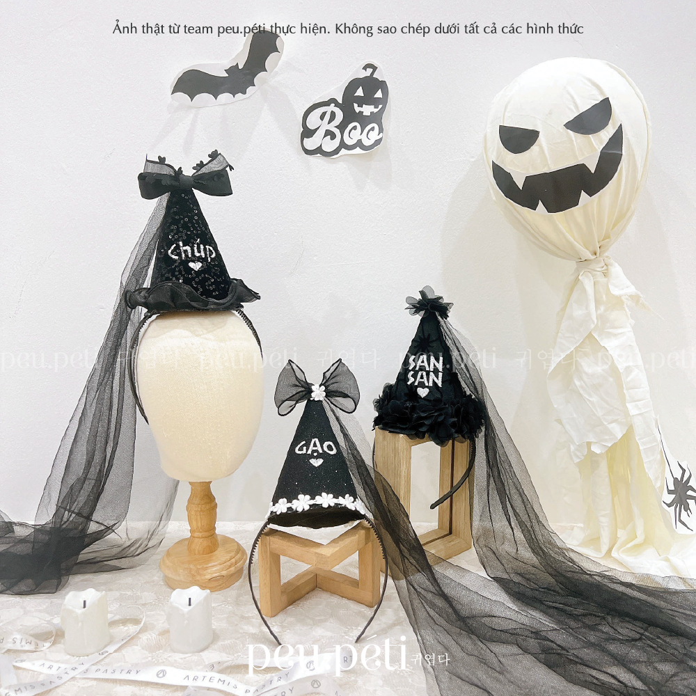 THÊU TÊN nón chóp phong cách halloween - by Peu.peti