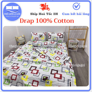Bộ Drap 100% Cotton, ga trải giường thoáng mát, thấm hút mồ hôi.