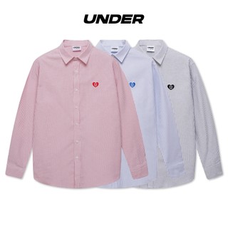 Áo sơ mi UNDER Mini Heart Logo Oxford Shirt (kẻ đỏ xanh đen thêu) - USH001