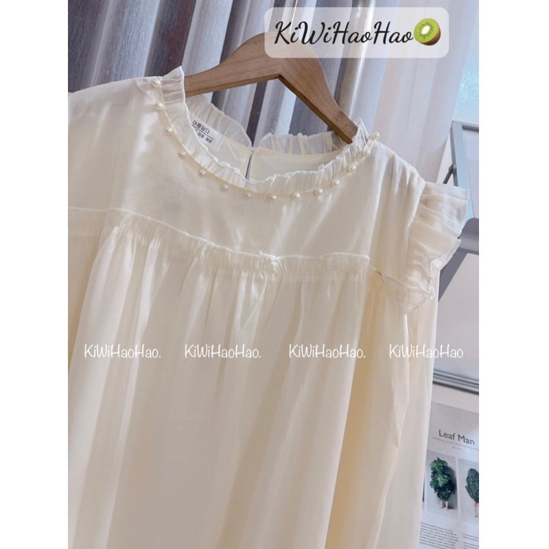 Váy bầu dài tay voan tơ đính ngọc cao cấp A8