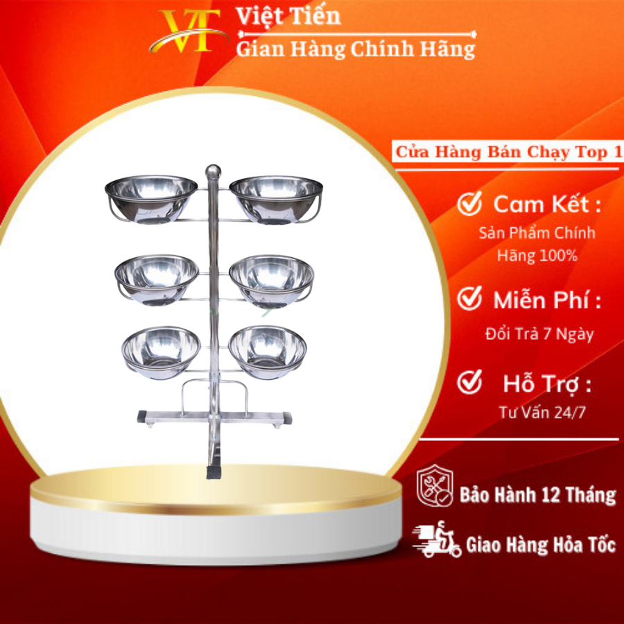 Cây Bát Nước inox 6 Bát To | Dùng Đựng Nước Rửa Mặt | Trong Spa Thẩm Mỹ