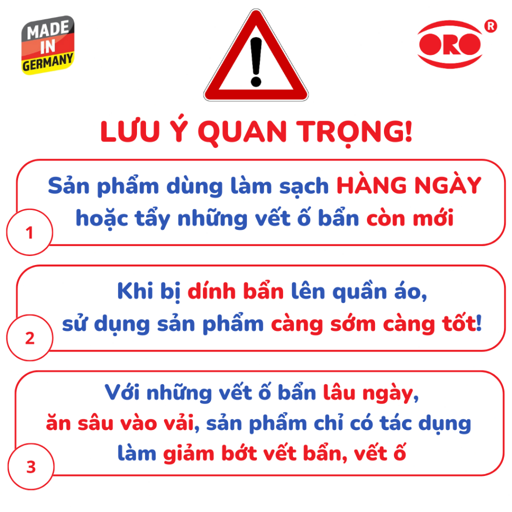 Xịt Tẩy Trắng Quần Áo ORO Nước Tẩy Trắng Cổ Áo, Tẩy Ố Vàng, Tẩy Lem Màu, Không Hại Vải 750ml