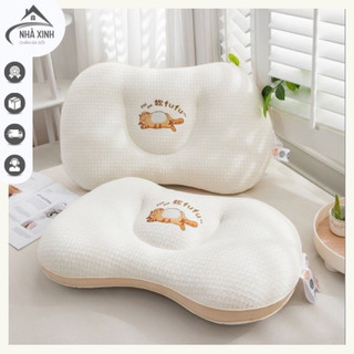 Gối massage hoạ tiết Mèo FuFu nhập khẩu Cao Cấp - Bảo vệ đốt sống cổ
