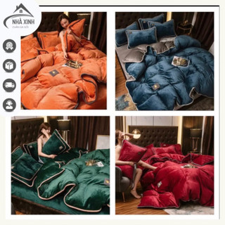 bộ chăn ga gối nỉ nhung đơn sắc cao cấp nhập khẩu chuẩn hàng loại 1 lớp lông mềm mịn -bo chun theo kích thước(ib shop ạ)