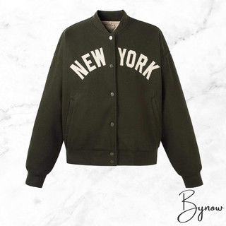 [ Hàng Sẵn ] Áo khoác bomber varsity NEW YORK green trần bông - 22FIT FV1
