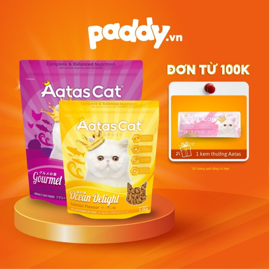 [1.2kg] Hạt Aatas Cat Gold & Delight Chứa Cá Cơm Sấy Cho Mèo