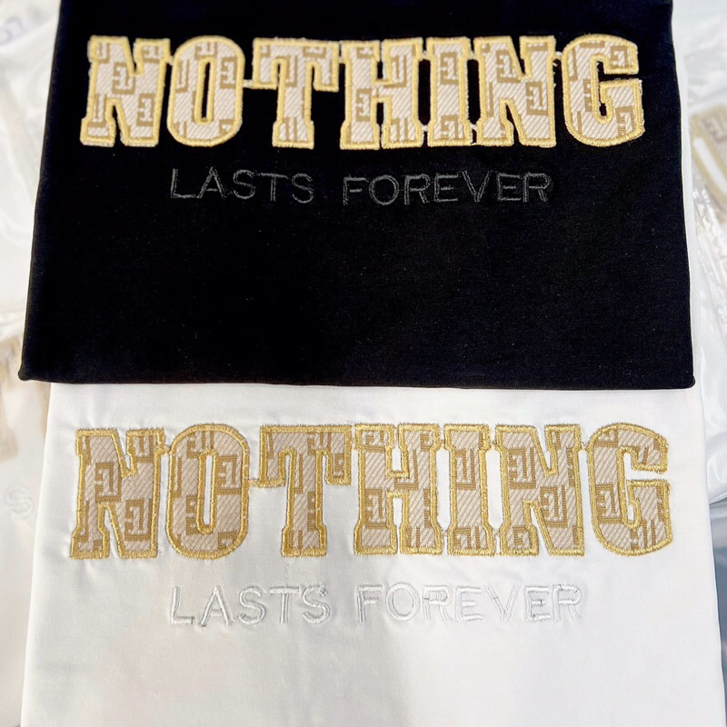 ÁO THUN COTTON PHỐI THÊU CHỮ - ÁO ĐÔI TAY NGẮN CỔ TRÒN CTTN