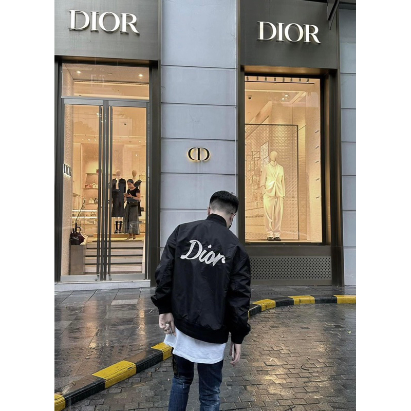 Áo bomber đen di.or , áo khoác nam nữ dày dặn , full tem mác bản cao cấp