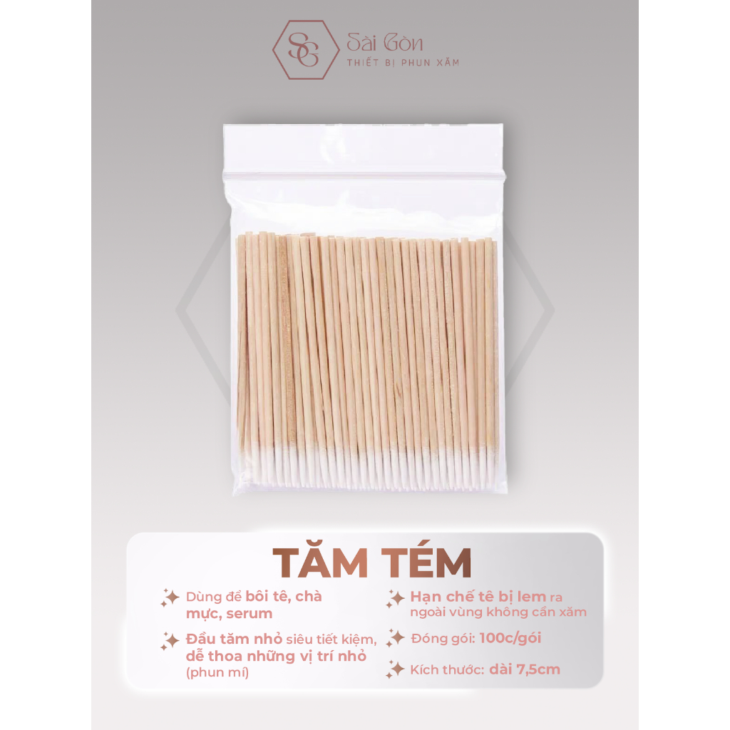 Tăm gỗ viền nét, tán viền nét phun xăm, Tăm gỗ phun xăm