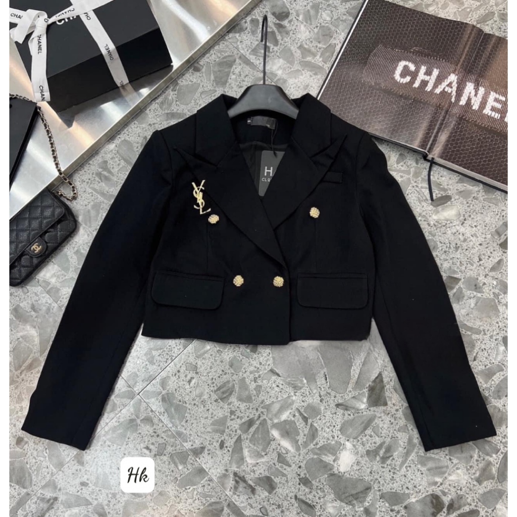 Áo vest dáng croptop kèm tag đồng xịn xò sang chảnh dành cho nữ mặc mùa thu đông xinh - Thời Trang Bảo Trang - Hk10.4