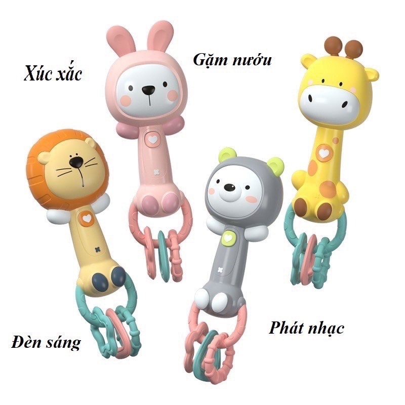 Đồ chơi trẻ em, Xúc xắc xoay 360 độ kiêm gặm nướu phát nhạc, đèn ngủ cực dễ thương cho bé