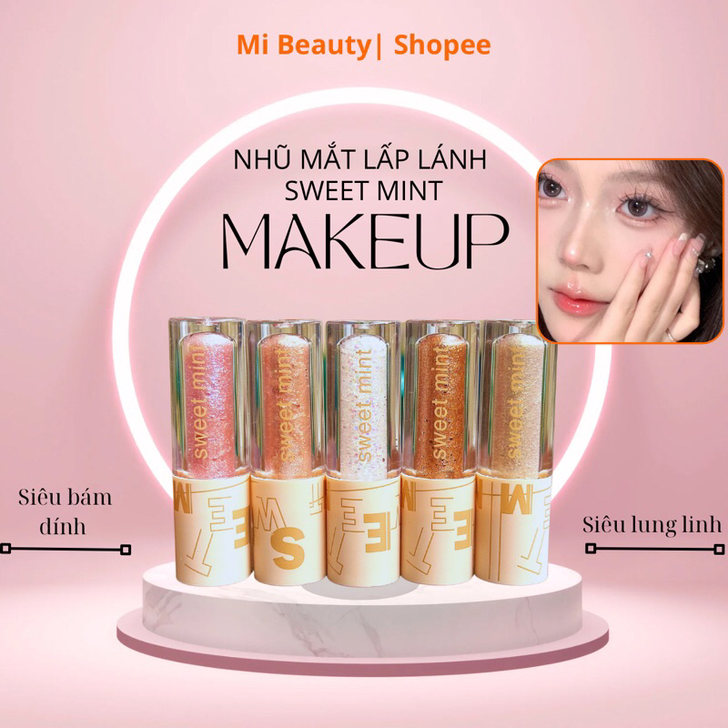 Nhũ Mắt SWEET MINT Lấp Lánh Dạng Lỏng Chống Thấm Nước