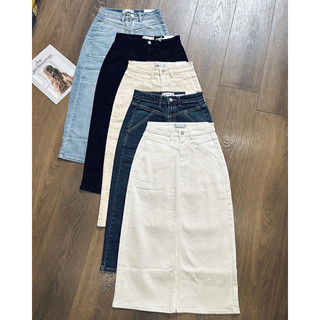 Chân váy midi cách điệu xẻ trước ZR