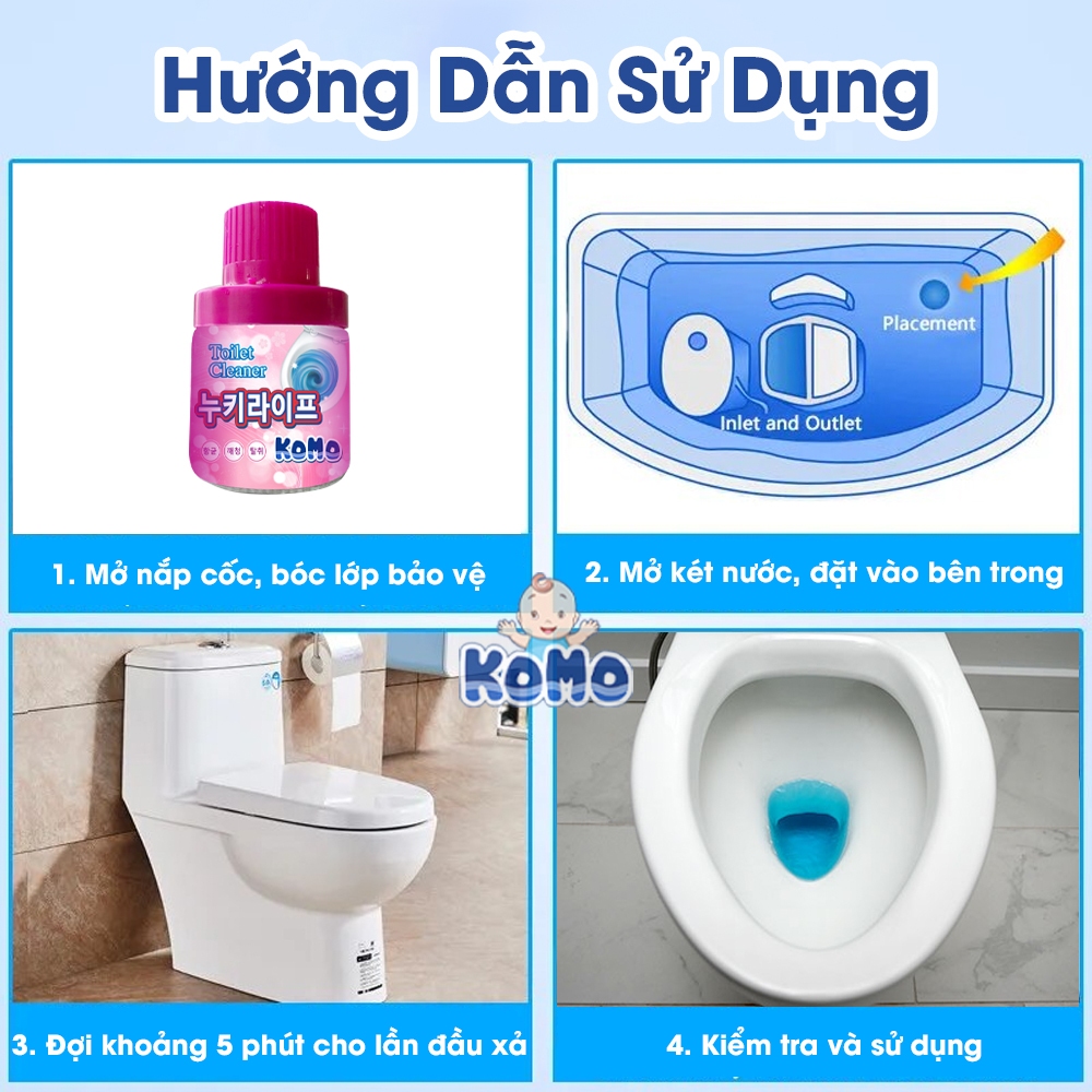 Cốc Thả Bồn Cầu Dạng Sáp Tan Chậm Sử Dụng Tới 1800 Lượt Xả KoMo Toilet Cleaner