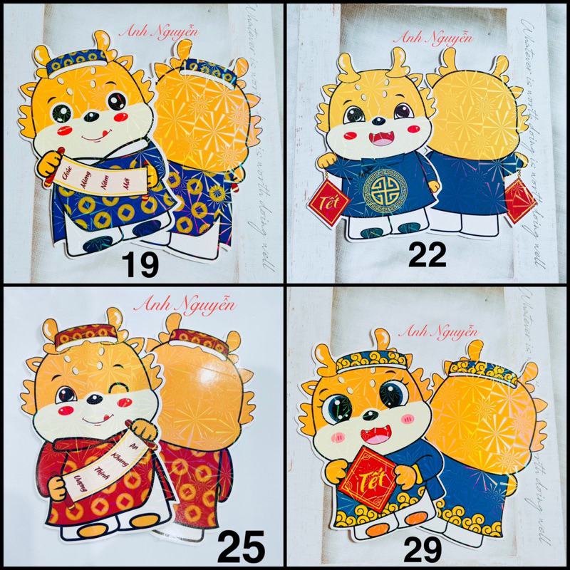 Bao Lì Xì ChiBi Mẫu Mới Hottrend Giấy Bìa Cứng Bóng