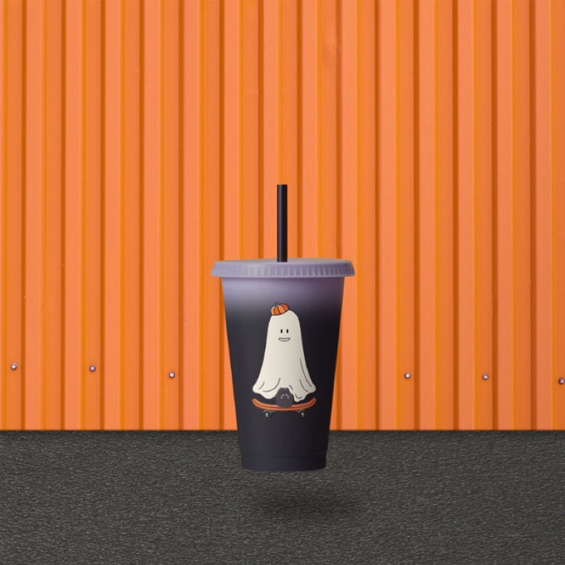 LY STARBUCKS COLD CUP REUSABLE 20OZ  PLASTIC HIPSTER GHOST COLOUR CHANGING