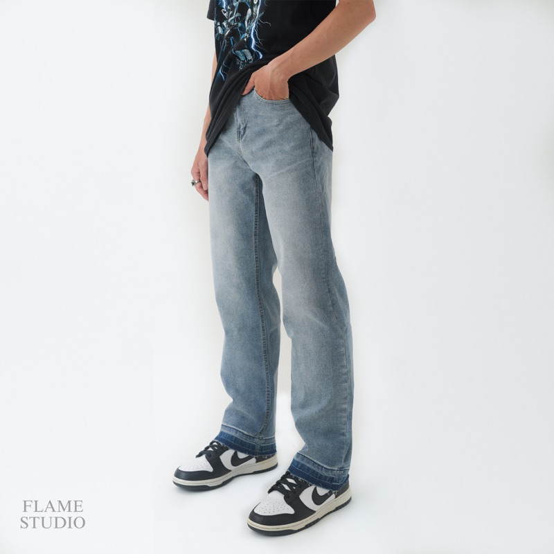 𝗦𝘁𝗿𝗮𝗶𝗴𝗵𝘁 𝗗𝗲𝗻𝗶𝗺 - Quần Jean nam ống suông Xanh, Xám , Đen