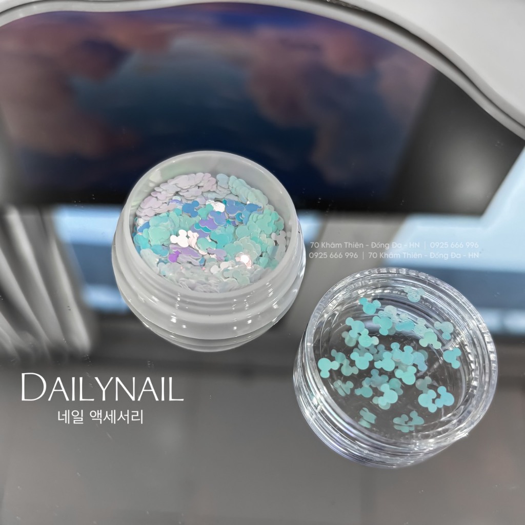 Set nhũ trang trí Pastel ẩn móng trắng Hologram