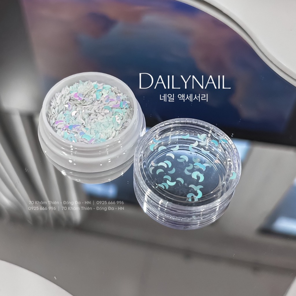 Set nhũ trang trí Pastel ẩn móng trắng Hologram