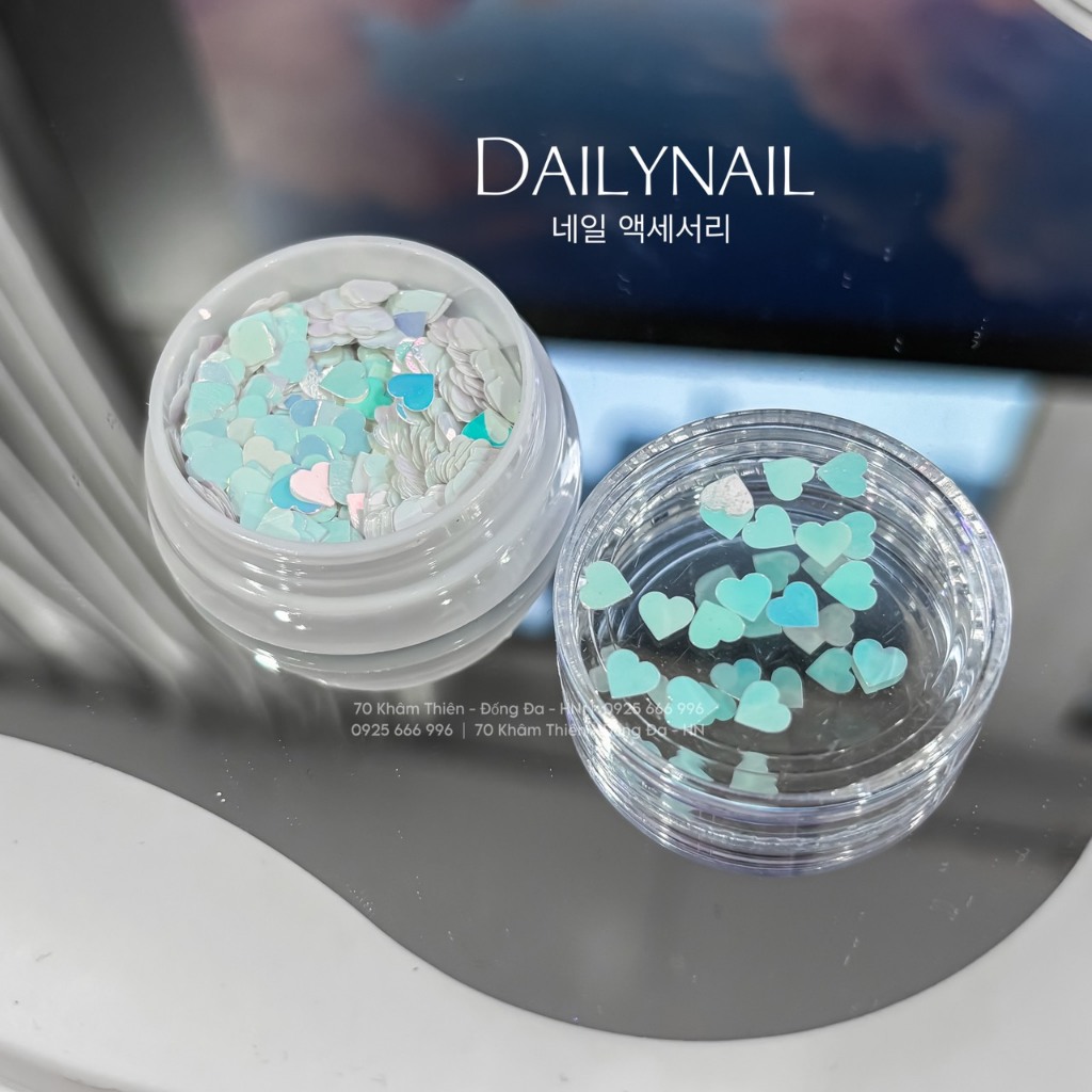 Set nhũ trang trí Pastel ẩn móng trắng Hologram