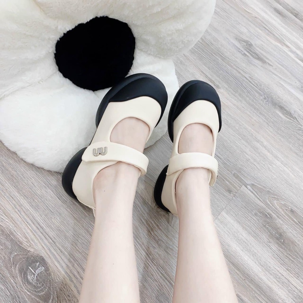 Giày nữ  giày búp bê mary jane đế cao 3cm da mềm đế êm chân  mũi tròn phối viền cá tính mẫu mới BST thu đông 2023