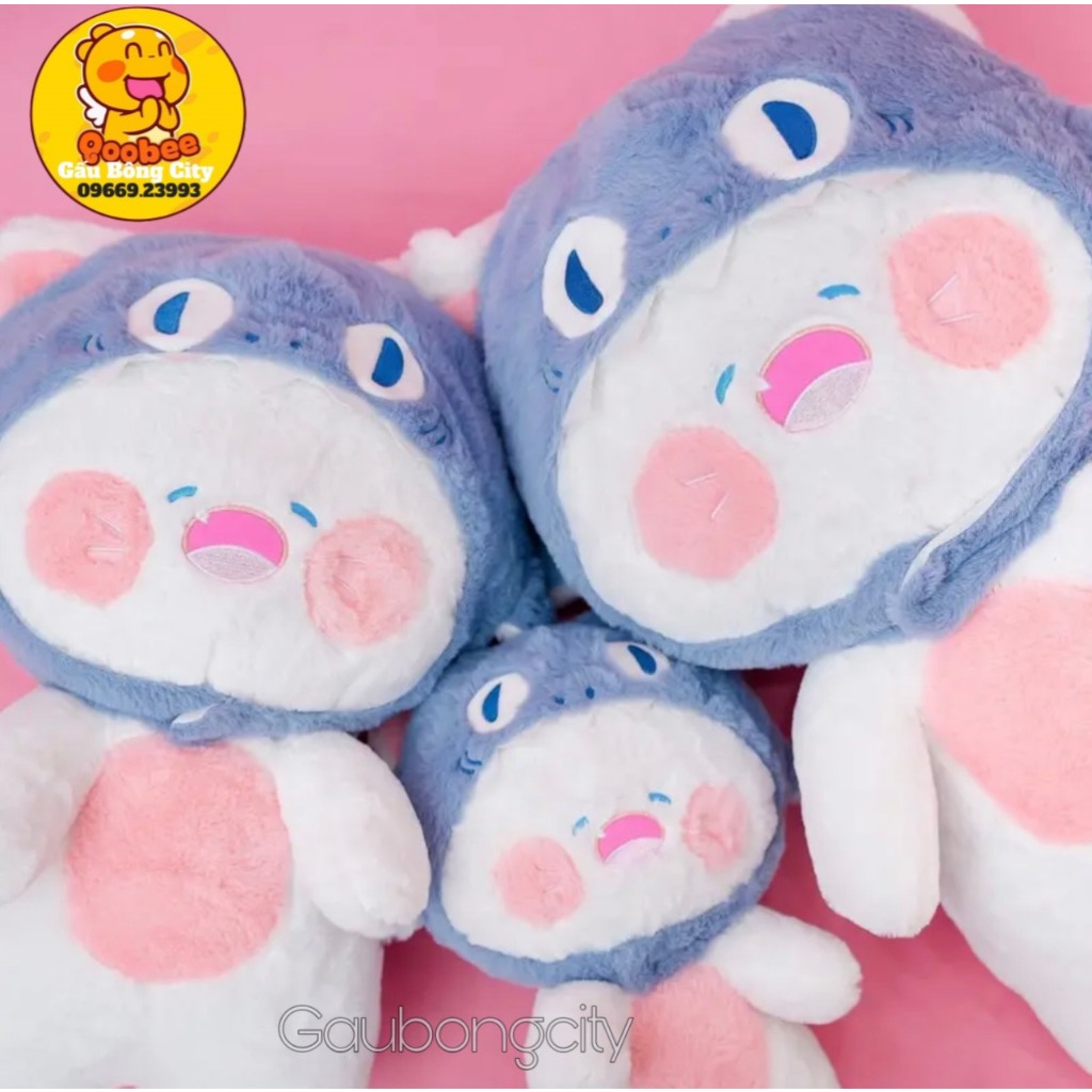 Gấu Bông Mèo Dudu Mũ Cá Mập - Gấu Bông Mèo Dudu Cởi Được Mũ Đồ ChơiHottrend Gấu Bông City