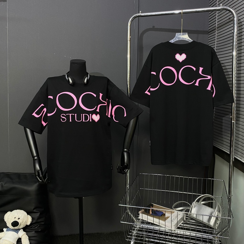 Áo Thun Oversize ECOCHIC Wave Tee, Áo Phông In Hoạ Tiết 100% Cotton 250gsm F203