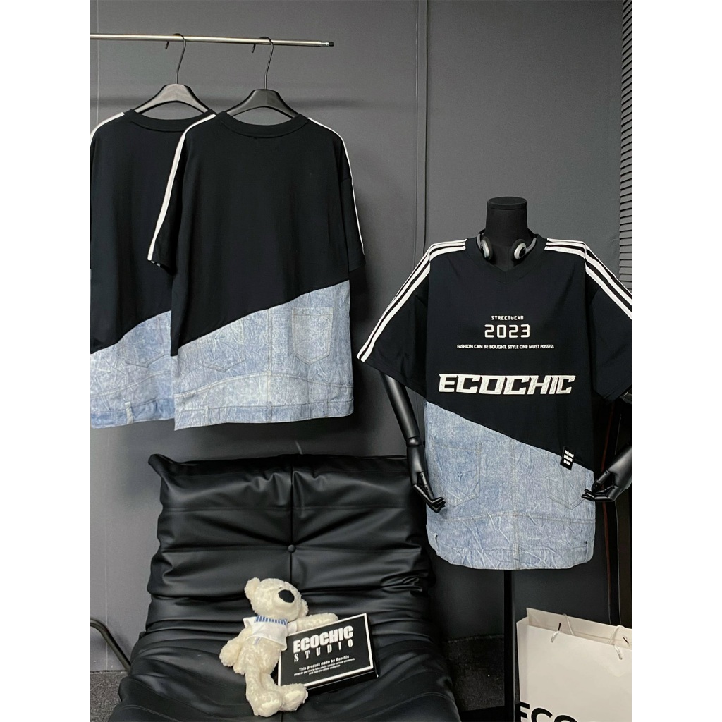 Áo Thun Oversize ECOCHIC Denim Mix Tee F134