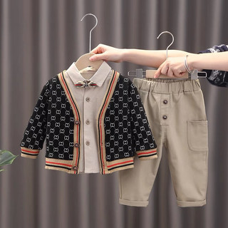 Sét áo cadigan+áo sơmi+quần cho bé trai hàng QC cao cấp